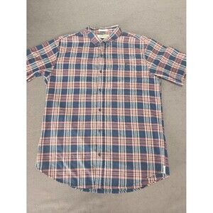Ezekiel Men’s Large Plaid Short Sleeve Button Up Shirt Blue Pink Casual